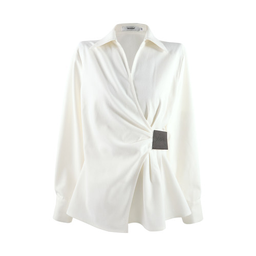 「京京」新款轻熟风扭结装饰修身收腰通勤休闲长袖上衣HBZXP71013