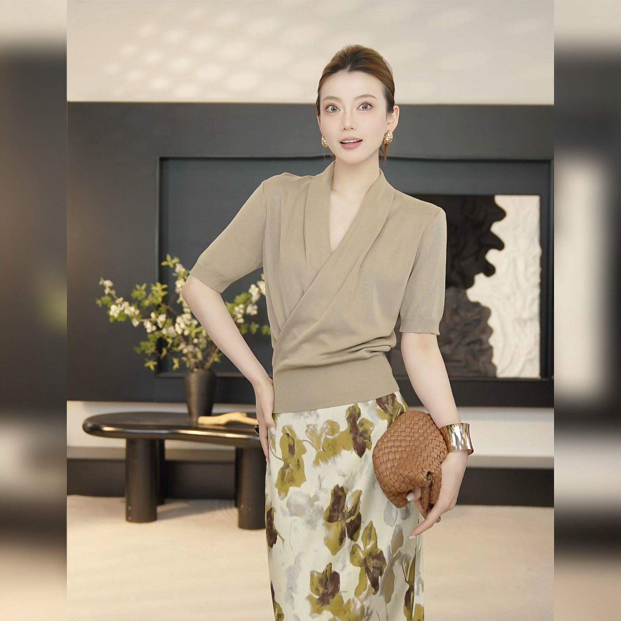 「京京」2026夏轻熟短袖慵懒百搭上衣女HBZX710551运补5米 - 实物图