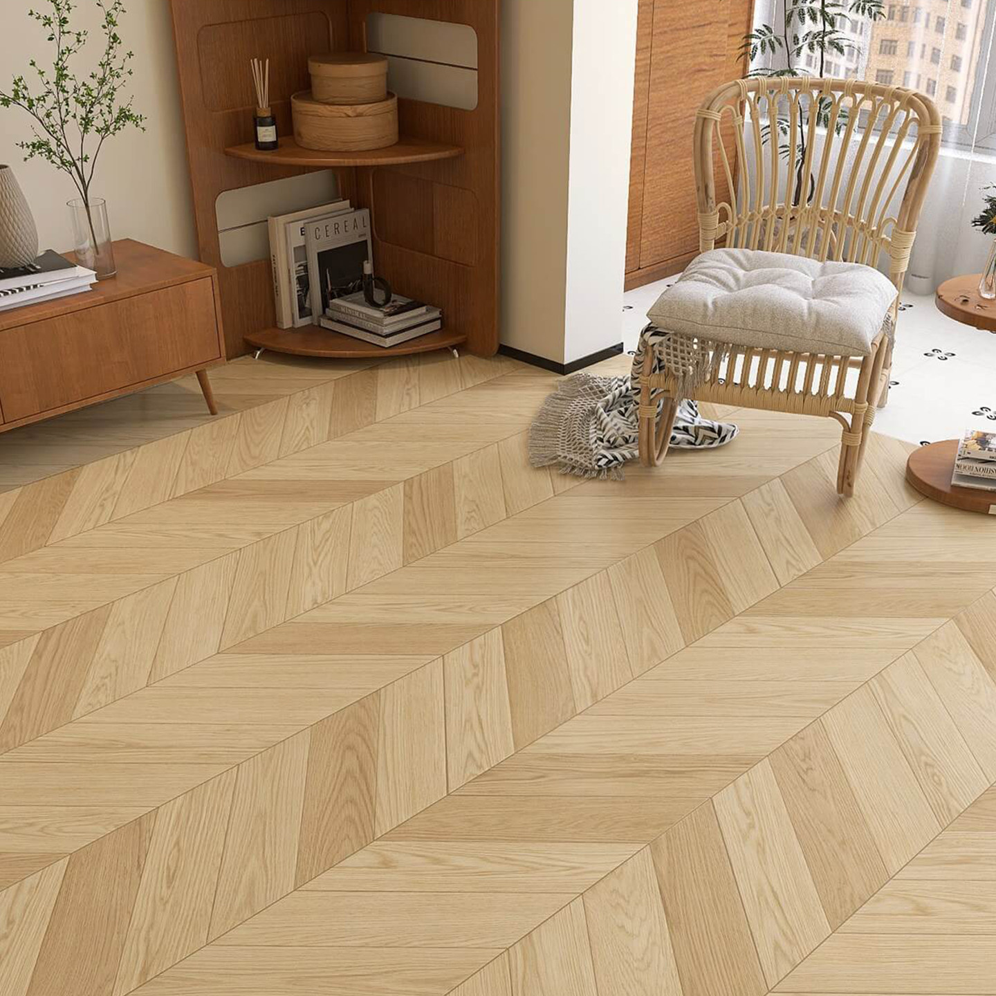 异型鱼骨木纹砖客厅卧室通铺地板砖300*1200柔光仿实木地板砖瓷砖