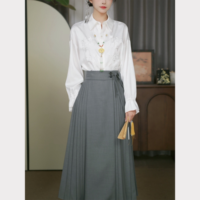 七分裙套装【落英+知棠序】刺绣新中式薄款秋季汉服中国风向宁