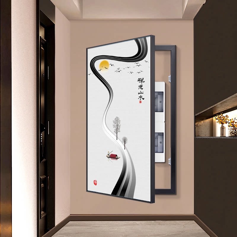 禅意中式电表箱装饰画书房茶室走现代装饰画