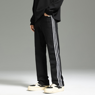 UNKNOWTAL长裤侧边条纹牛仔裤