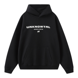 UNKNOWTAL 原创标识性LOGO立体硅胶印花连帽卫衣宽松420G重磅帽衫