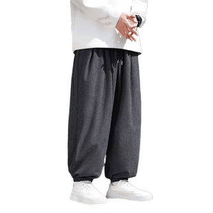 太极裤男中国风春秋大码武术练功裤阔腿宽松灯笼裤灯芯绒功夫长裤