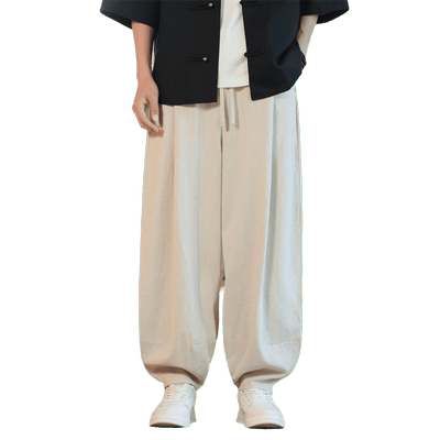 亚麻休闲裤宽松棉麻灯笼裤中国风