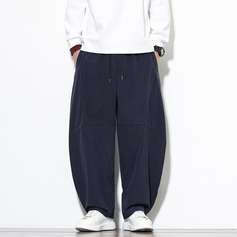 春秋灯芯绒阔腿裤中国风直筒太极裤男女情侣宽松灯笼裤弯刀休闲裤