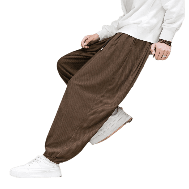 秋冬季加绒保暖灯芯绒裤宽松禅修居士服灯笼裤休闲裤男唐装民族风