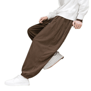 秋冬季加绒保暖灯芯绒裤宽松禅修居士服灯笼裤休闲裤男唐装民族风