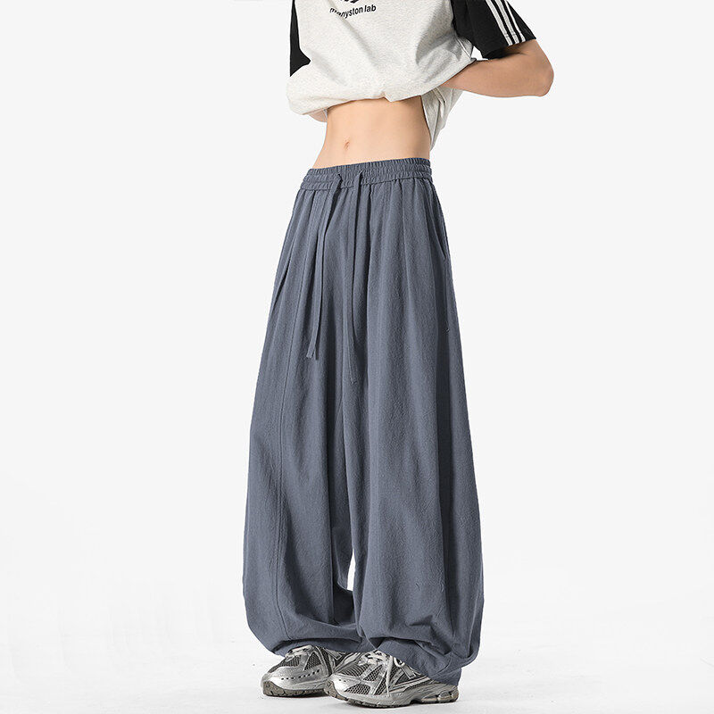 春季中式亚麻休闲裤阔腿裤中国风男士棉麻太极灯笼裤汉服裤道服裤