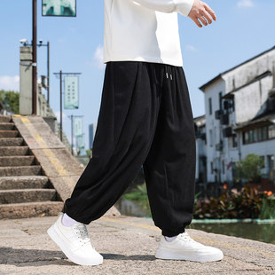 灯笼裤 灯芯绒裤 宽松阔腿男裤 春秋大码 潮 子男中国风复古束脚哈伦裤