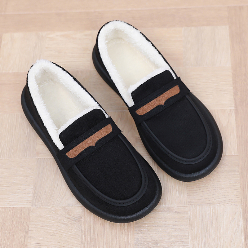 冬季豆豆女棉鞋时尚加绒加厚雪地靴平底防水防滑保暖女士妈妈棉鞋