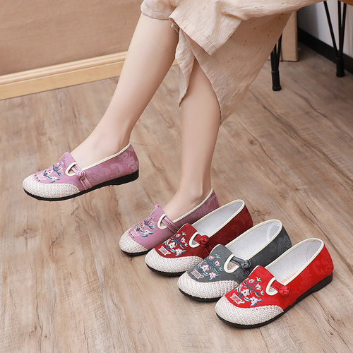 平跟民族风休闲布面透气实惠