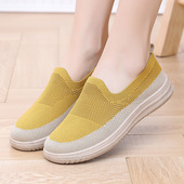 中老年单鞋 夏季 妈妈鞋 飞织网面浅口镂空软底防滑一脚蹬休闲鞋 新款