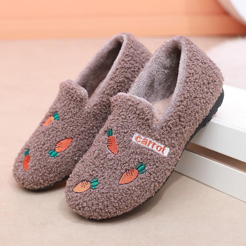 冬季加厚豆豆加绒女棉鞋时尚百搭室内外居家棉拖鞋防滑保暖毛毛鞋