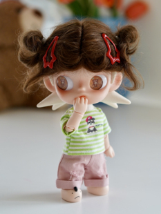 Zsiga娃衣molly娃衣绿色条纹上衣牛仔裤 八分娃嘎子姐娃衣不拔头穿