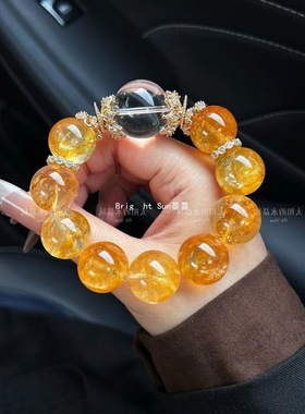 天然黄水晶手串手链女款招财转运金黄色水晶珠串饰品