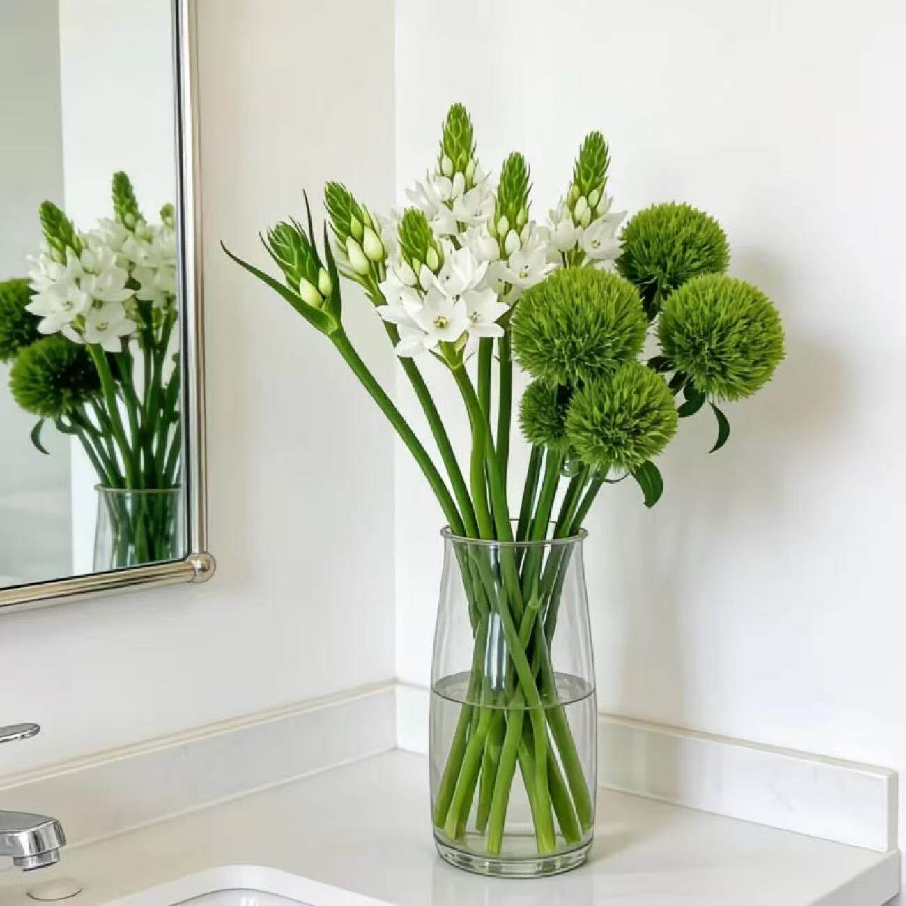 洋牡丹绿毛球混搭绿色清新花束云南基地直发鲜切水养办公桌面鲜花