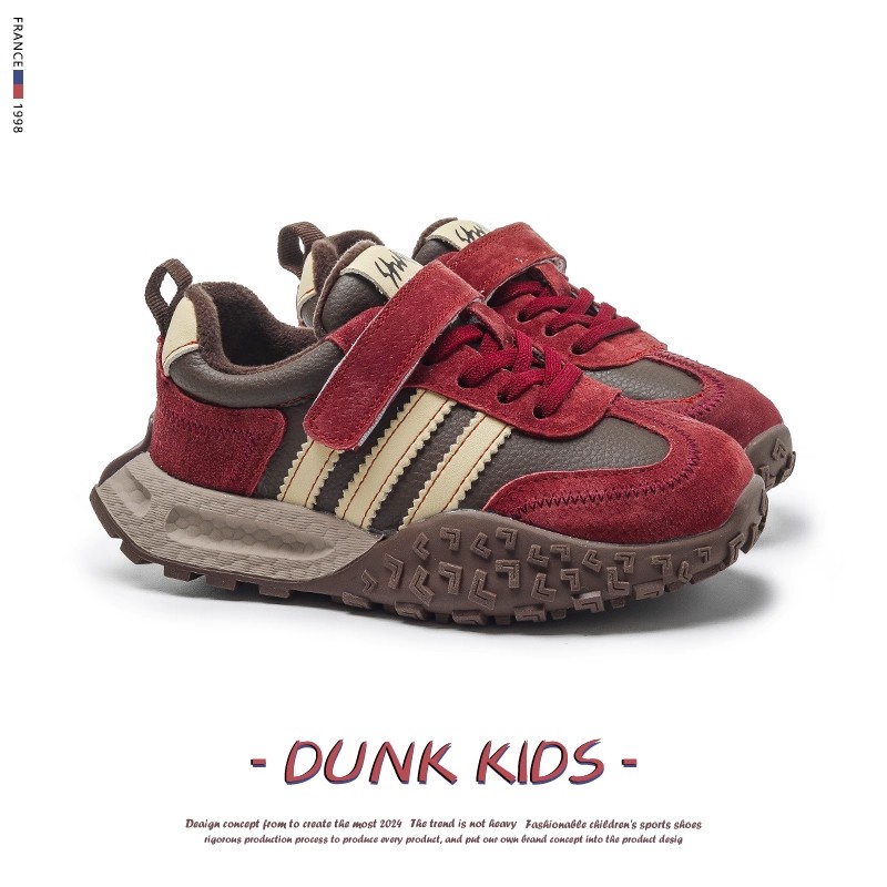 真皮儿童运动鞋2025春秋季新款休闲透气女童鞋子老爹鞋男童德训鞋