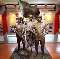 紅軍主題雕塑抗日紅軍新四軍革命戰士人物雕塑石雕紅砂巖雕塑定制