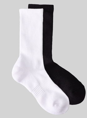 【7双组】LL.G/洛洛格男士中高筒袜子纯棉毛巾底黑白色运动袜子