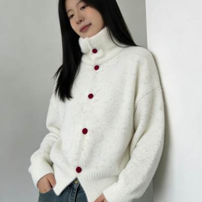 秋冬季韩版高领针织开衫上衣女