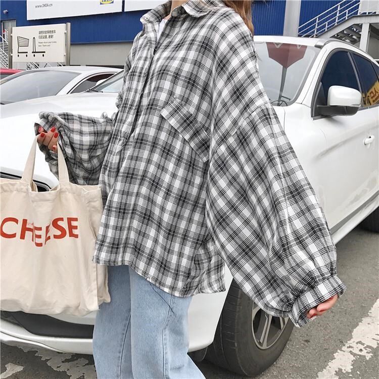 秋季长袖上衣女韩版潮宽松百搭ulzzang原宿风bf格子衬衫学生外套|msdalam kategori Butik wanita / wanita, shirt - dari Buy2taobao.com untuk memberikan perkhidmatan ejen Taobao profesional membeli