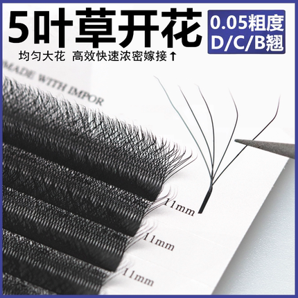0.05粗度五叶草嫁接睫毛大开花浓密款bcd美睫店专用yy三叶草升级