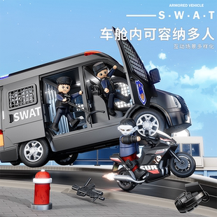 剑齿虎装甲押运特警车汽车模型仿真儿童玩具新款玩具车男孩越野车