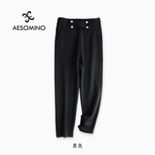 新 Aesomino 衣莎美诺冬九分裤 加厚气凝胶防风小黑裤 Y203D2336