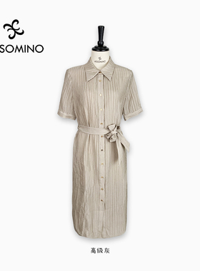 Aesomino/衣莎美诺真丝连衣裙17mm高级灰Y561BK025