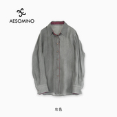 衣莎美诺上衣女夏长袖 棉麻松弛感亚麻衬衫 Y259BX727