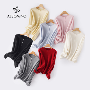 羊绒羊毛多色长袖 女无缝一体开衫 外套Y579CACVU 针织衫 秋款