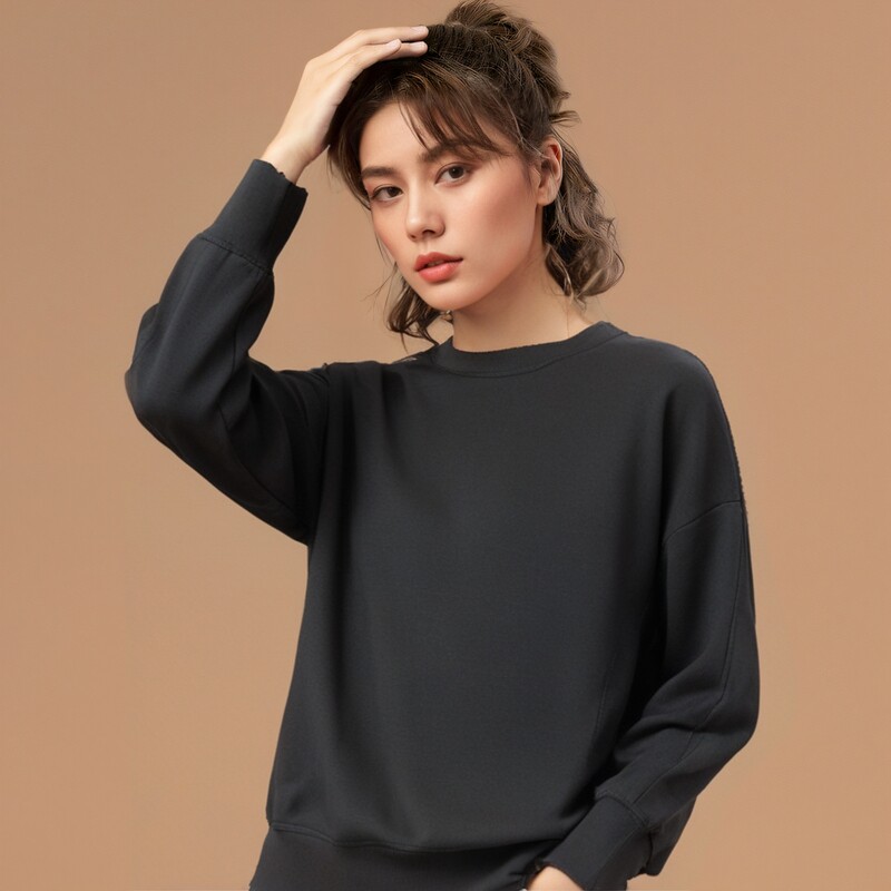 休闲春秋宽松圆领卫衣女短外套