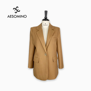 衣莎美诺春秋西装 显瘦驼色Y460C3601 短外套女上衣简约修身