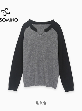 【新品】Aesomino/衣莎美诺冬撞色套头衫针织拼色毛衣Y656D9510