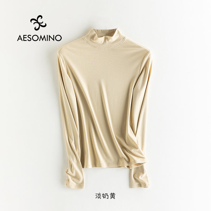 【新品】 Aesomino/衣莎美诺春秋羊毛半高圆领打底衫Y530C4635