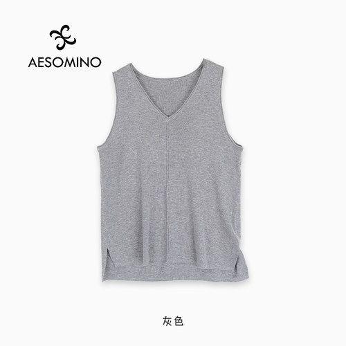 【新品】Aesomino/衣莎美诺春秋V领针织马甲Y655C6016