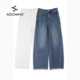 新 韩版 秋款 四面弹直筒长裤 女 休闲高腰阔腿牛仔裤 子Y062CABYU