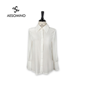 AESOMINO衣莎美诺春秋真丝桑蚕丝衬衫 白色Y318S2340