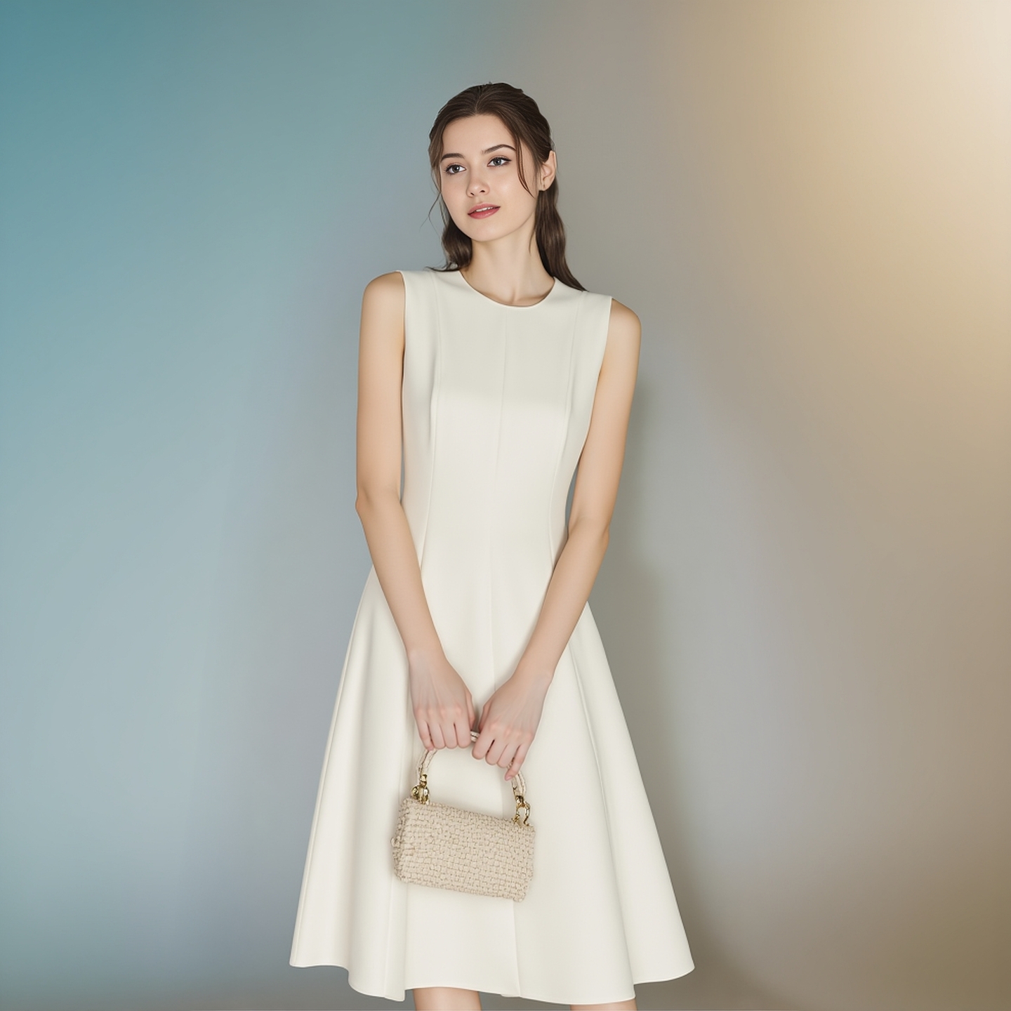 衣莎美诺春秋无袖连衣裙赫本裙