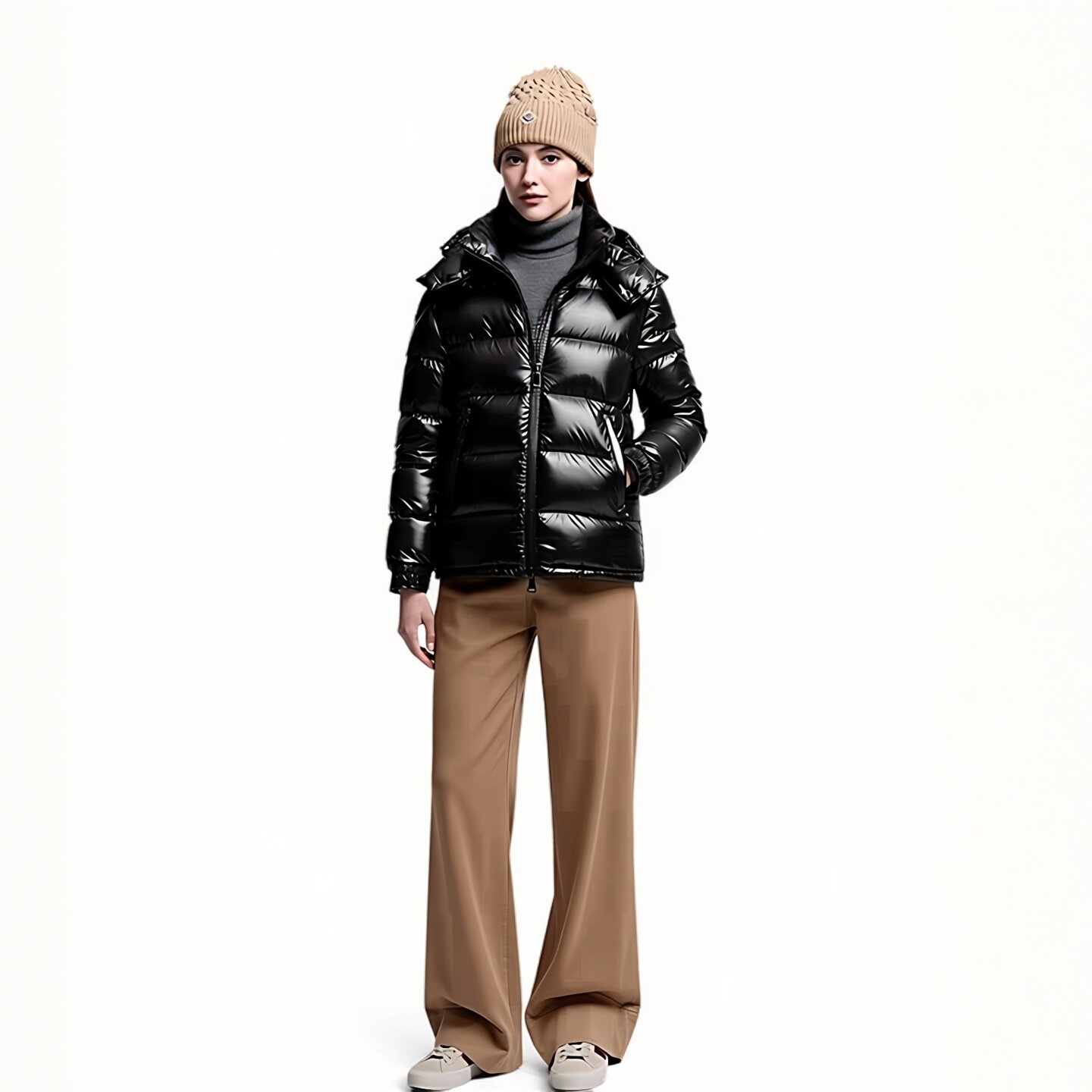 衣莎美诺短款连帽鹅绒羽绒服