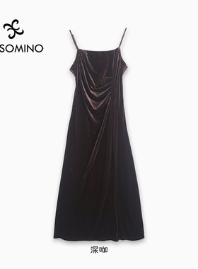 【新品】AESOMINO衣莎美诺春秋丝绒吊带裙Y632C8032