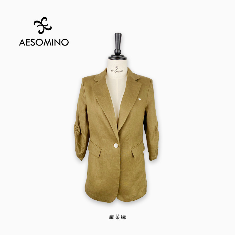 通勤短袖西装女25夏季新款休闲亚麻外套女Y411B5203