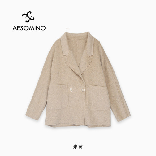 Aesomino/衣莎美诺冬羊毛大衣中长款厚外套Y608D1376