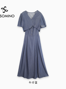 【新品】AESOMINO衣莎美诺套装连衣裙牛仔蓝Y651B1221