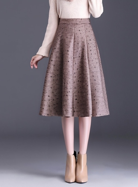 衣莎美诺春秋气质半身裙腰裙黑色小黑裙格雷灰大摆裙Y095C3810