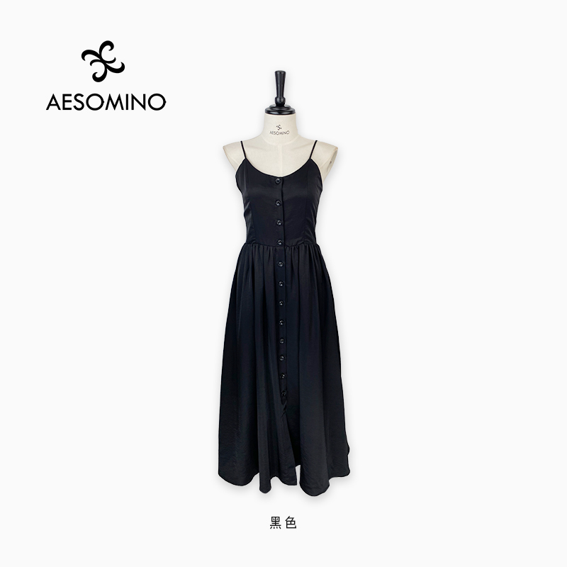 Aesomino/衣莎美诺连衣裙黑色Y633C0166