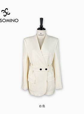 Aesomino/衣莎美诺西装外套白色Y605C8999