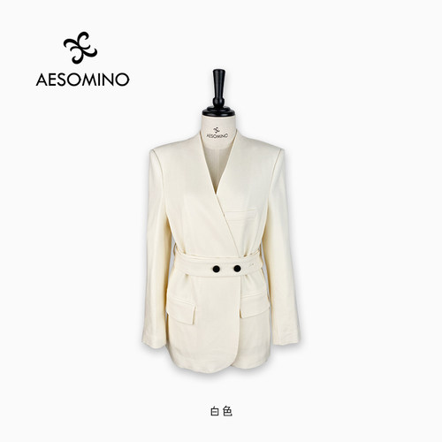 Aesomino/衣莎美诺西装外套白色Y605C8999