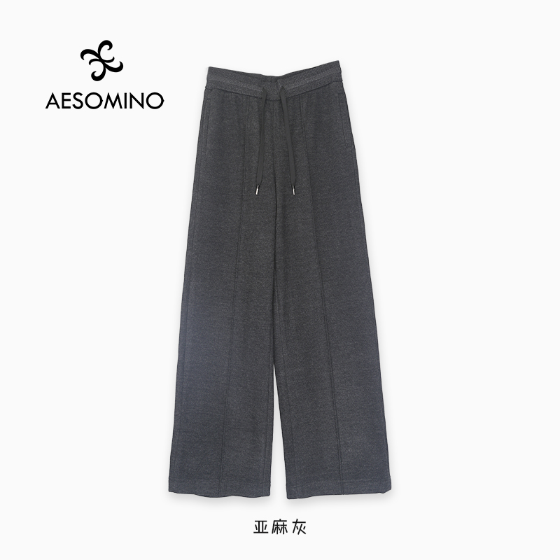 衣莎美诺冬休闲裤阔腿长裤直筒